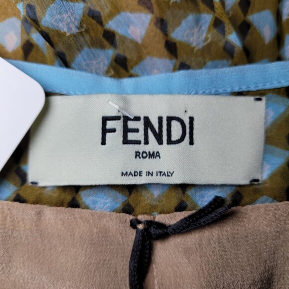 NWT FENDI Gonna Fan Karligraphy Pleated Skirt Sz 44 US 8 100% Silk - Picture 8 of 14